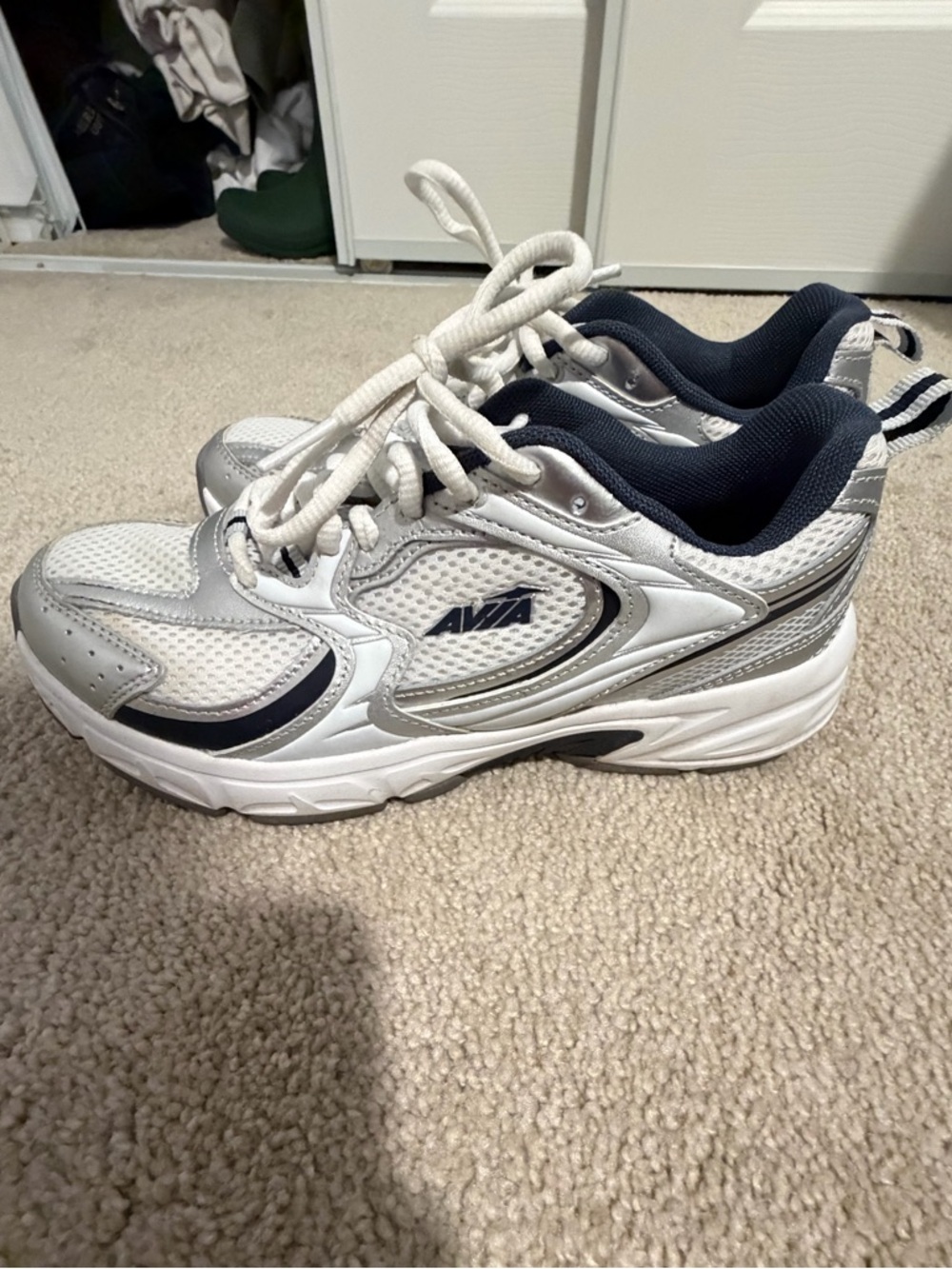 Avia White Navy Walking Sneakers